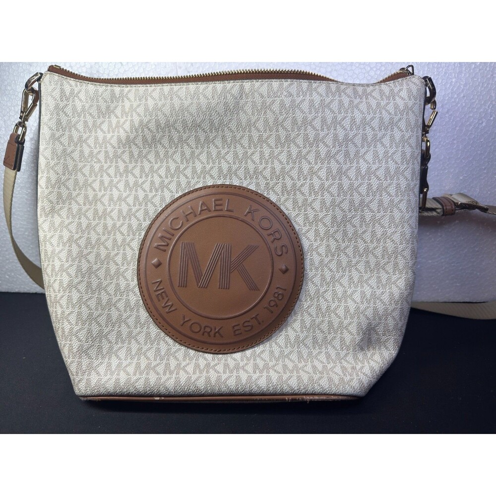 Michael Kors Signature MK Logo Tote Shoulder Bag Brown Style 35S-1905